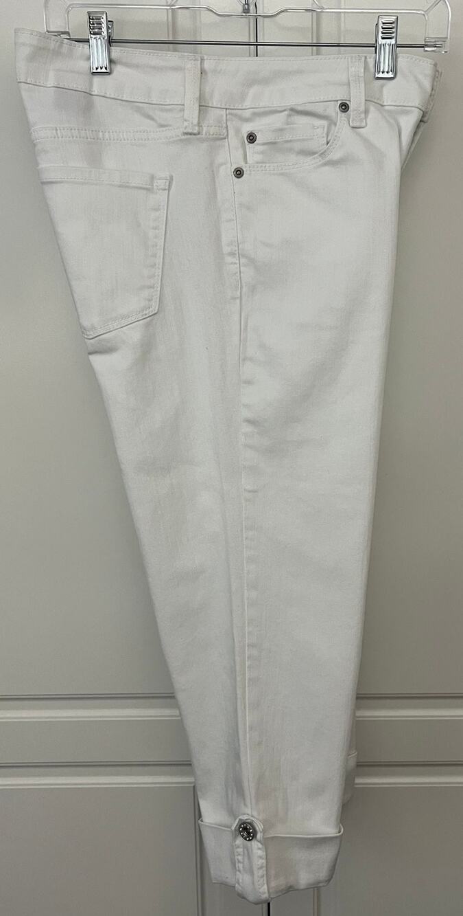 NYDJ White Cropped Denim Jeans Cuffed w/Tab Lift Tuck Technology Size 6